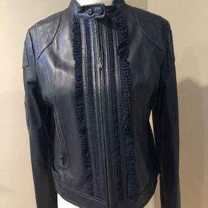 Paige Black Label navy leather jacket